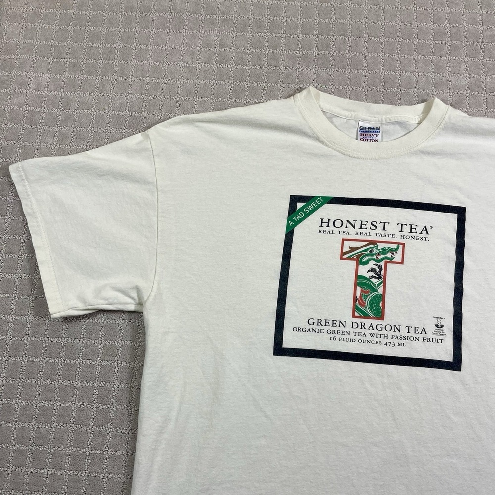 Vintage Y2K Honest Tea Organic Green Dragon Promo Size 2XL Tshirt - Picture 2 of 5